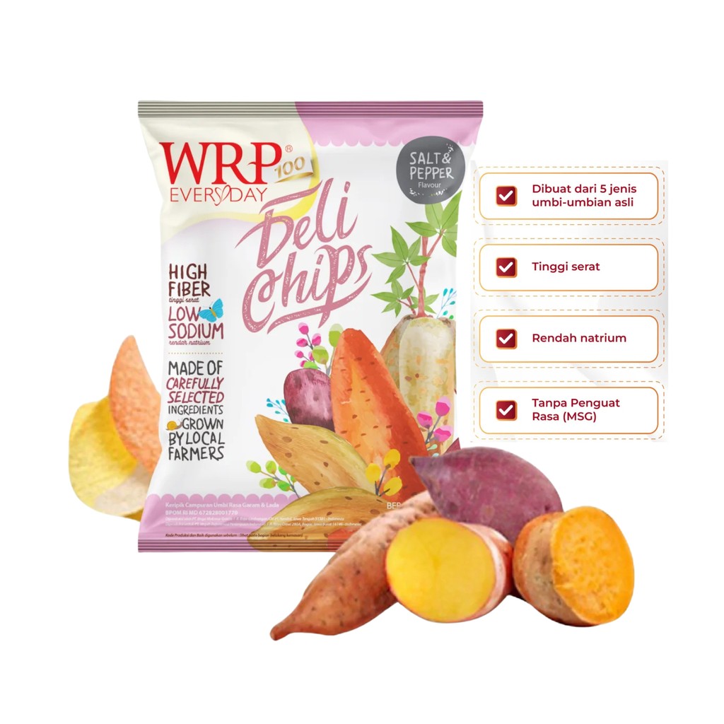 

WRP Delichips Mix Roots 40g Keripik Deli Chips Non MSG Cemilan Umbian Sehat MB