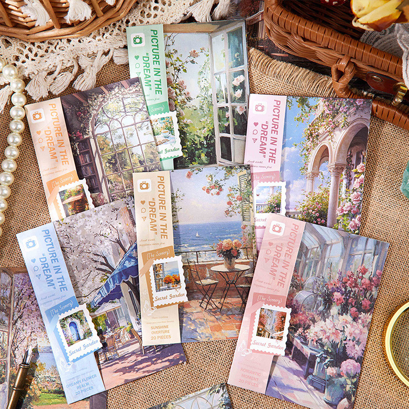 

20 sheets Vintage landscape Material Paper DIY Scrapbooking Collage Materials Decor Junk Journal Aesthetics Scrapbook Paper