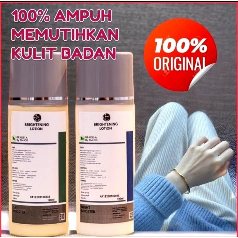 HB Lotion Grade A by Tmco | Paket Injeksi Booster Pagi dan Malam Lotion Siang Malam Pemutih Badan