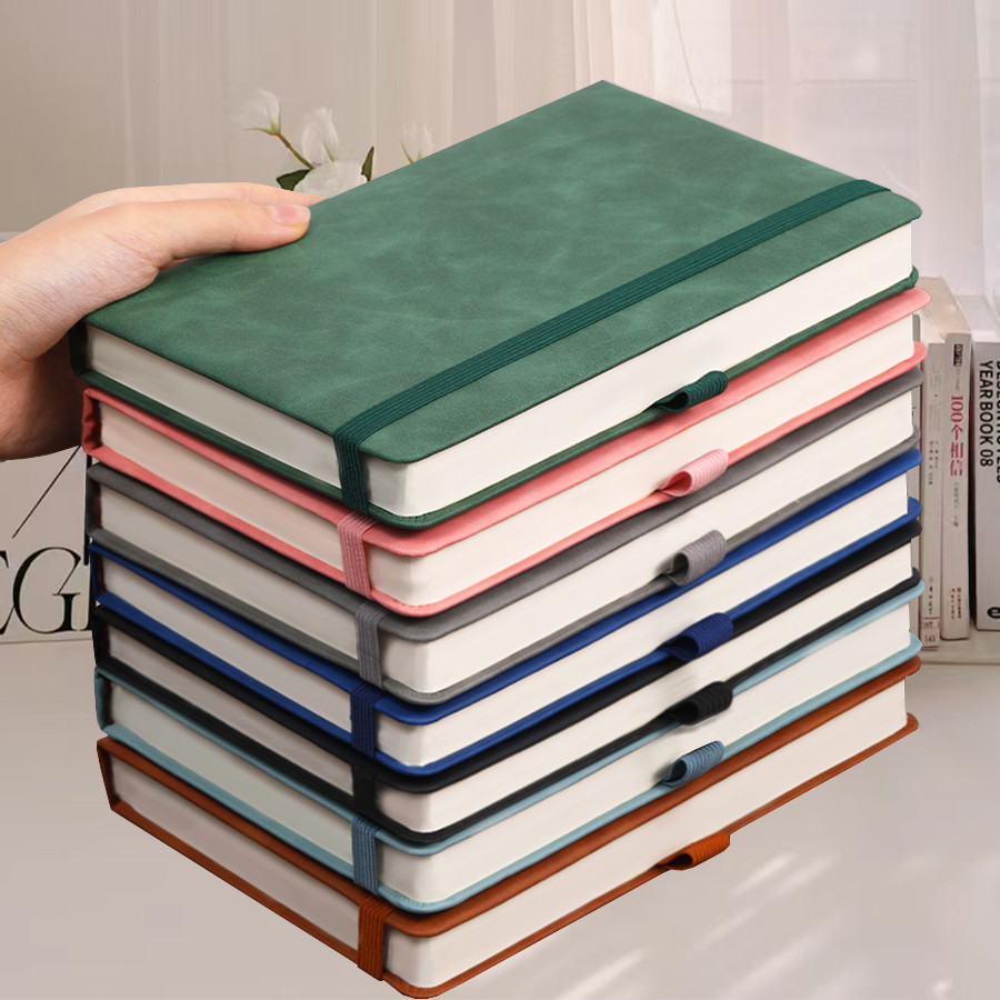

Vintage A5 leather strap notebook with leather notebook cover, personalized soft cover, and bookmark, perfect for business