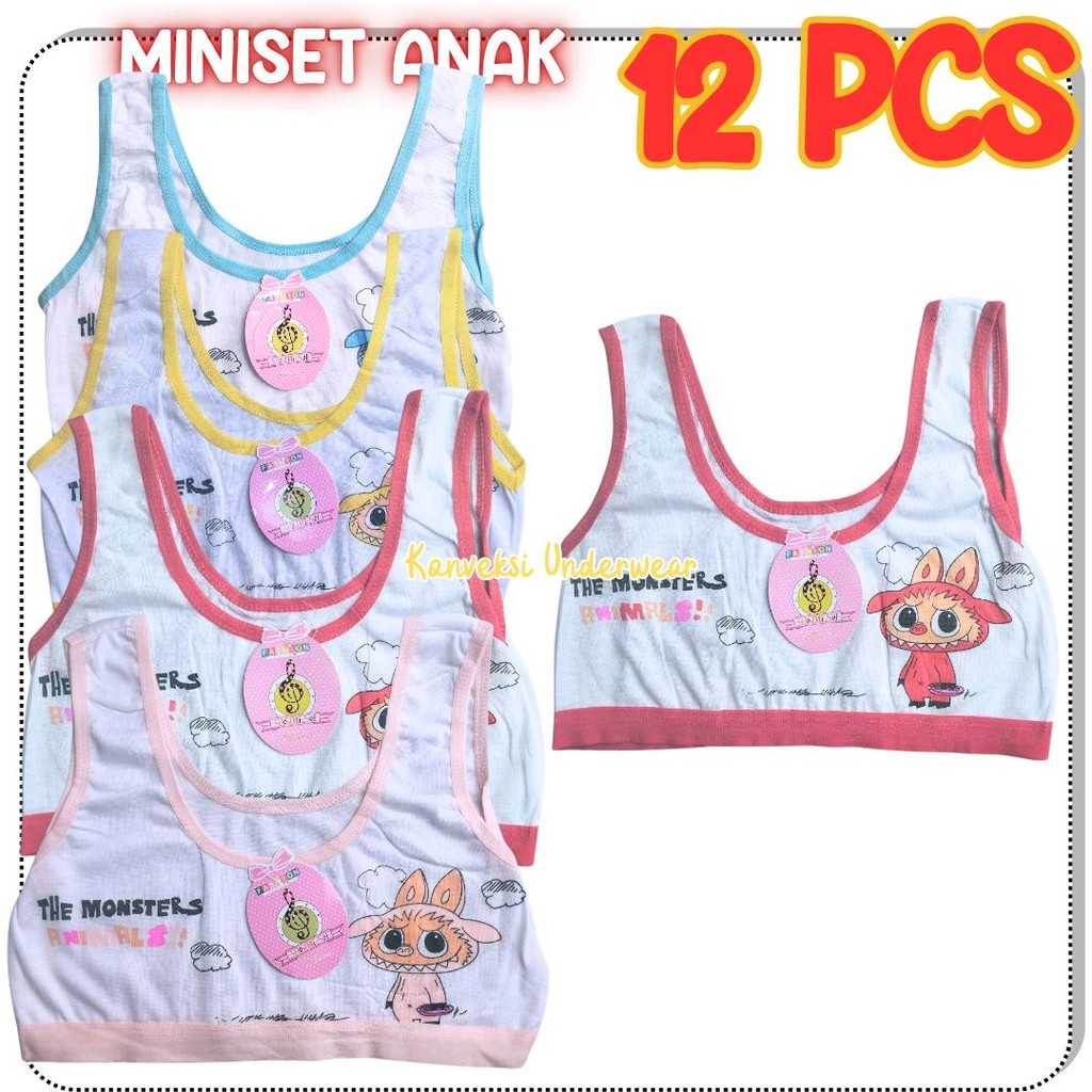12pcs Miniset Anak Cewek dan Remaja Motif  Training Bra Mini Bra Lucu Domisol