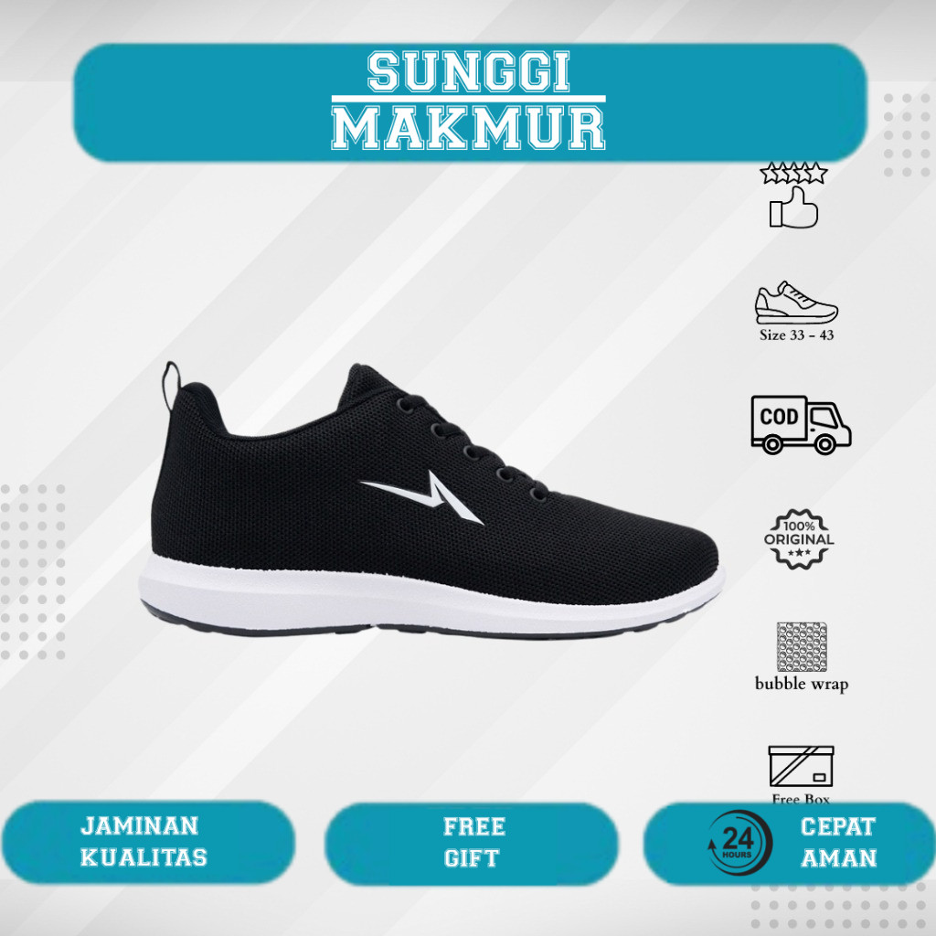 Promo Sepatu wanita pria Ando Sneakers Hitam putih Dewasa Anak Anak Original