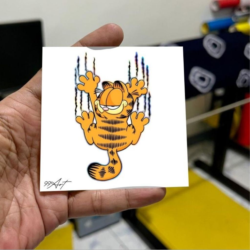 Stiker kucing lucu stiker kucing, kucing, si oyen kucing, stiker reflektive nyala, hologram, hp, mot