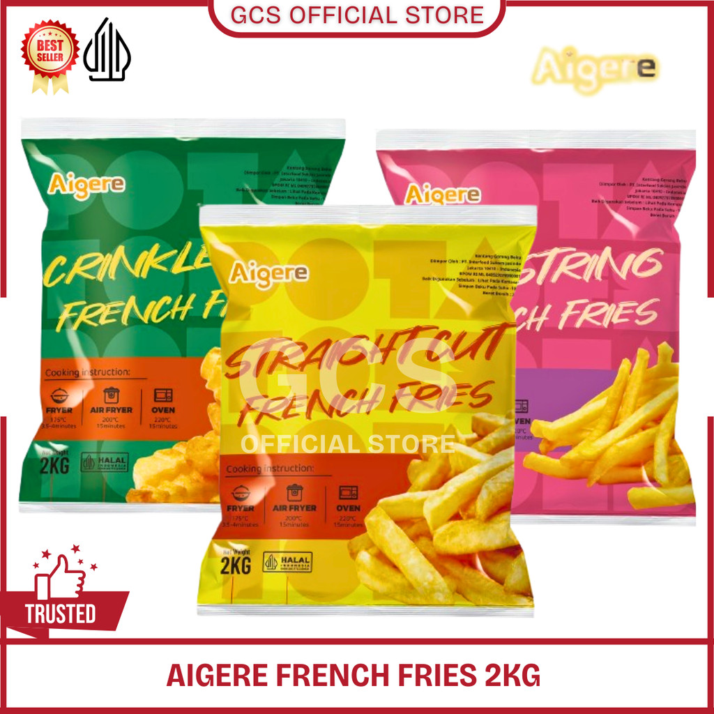 

Kentang Goreng Frozen 2Kg AIGERE French Fries Shoestring Crinkle Cut Straight Cut 2 Kg