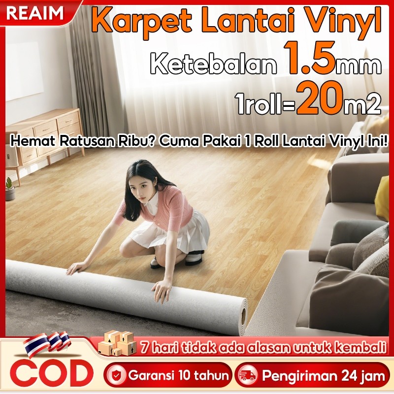 Reaim Karpet lantai aesthetic vinyl lantai tebal dan empuk 2x5m/2x10m karpet lantai vinyl gulungan