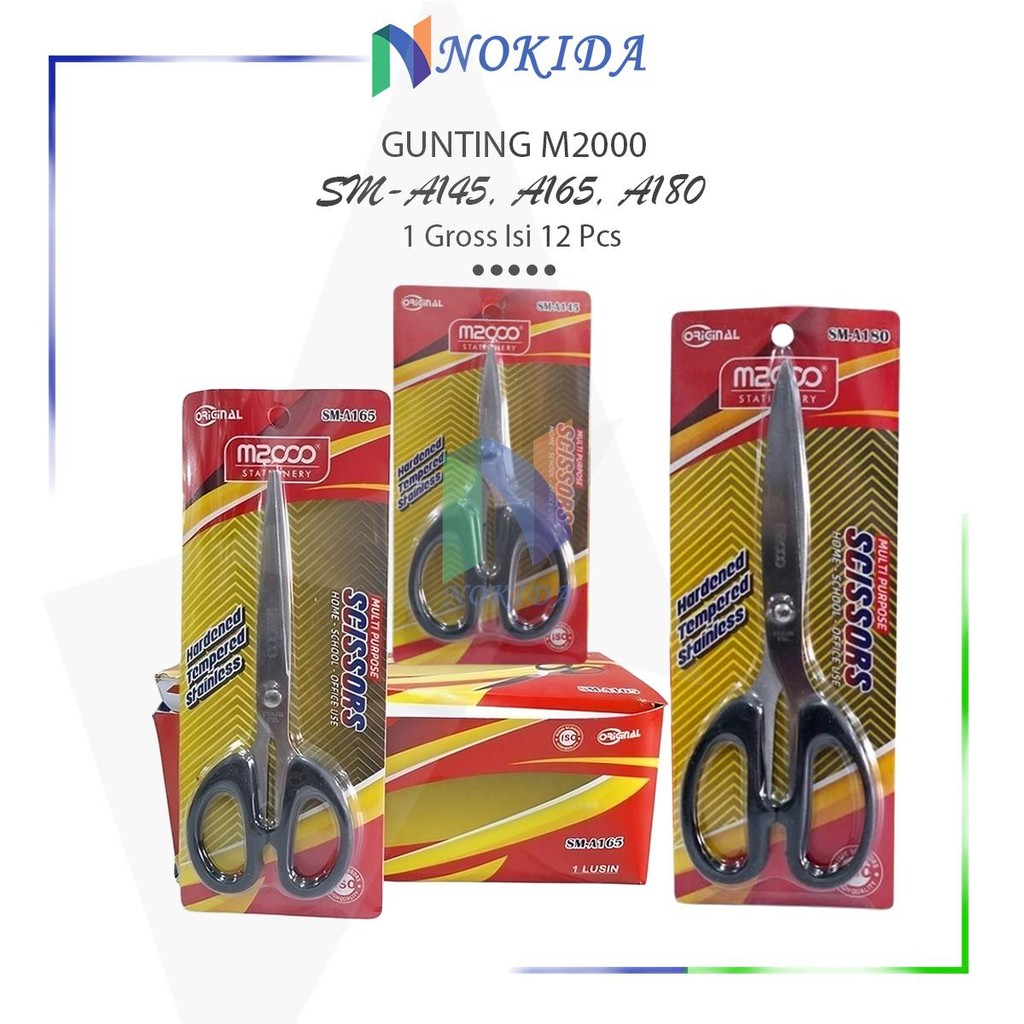 

Nokida Gunting M2000 [12 Pcs] / SM-A145 SM-A165 SM-180 Scissors Gunting Kecil Sedang Besar Kertas Kain Plastik 1 Box / Gunting Hitam 1 Gross