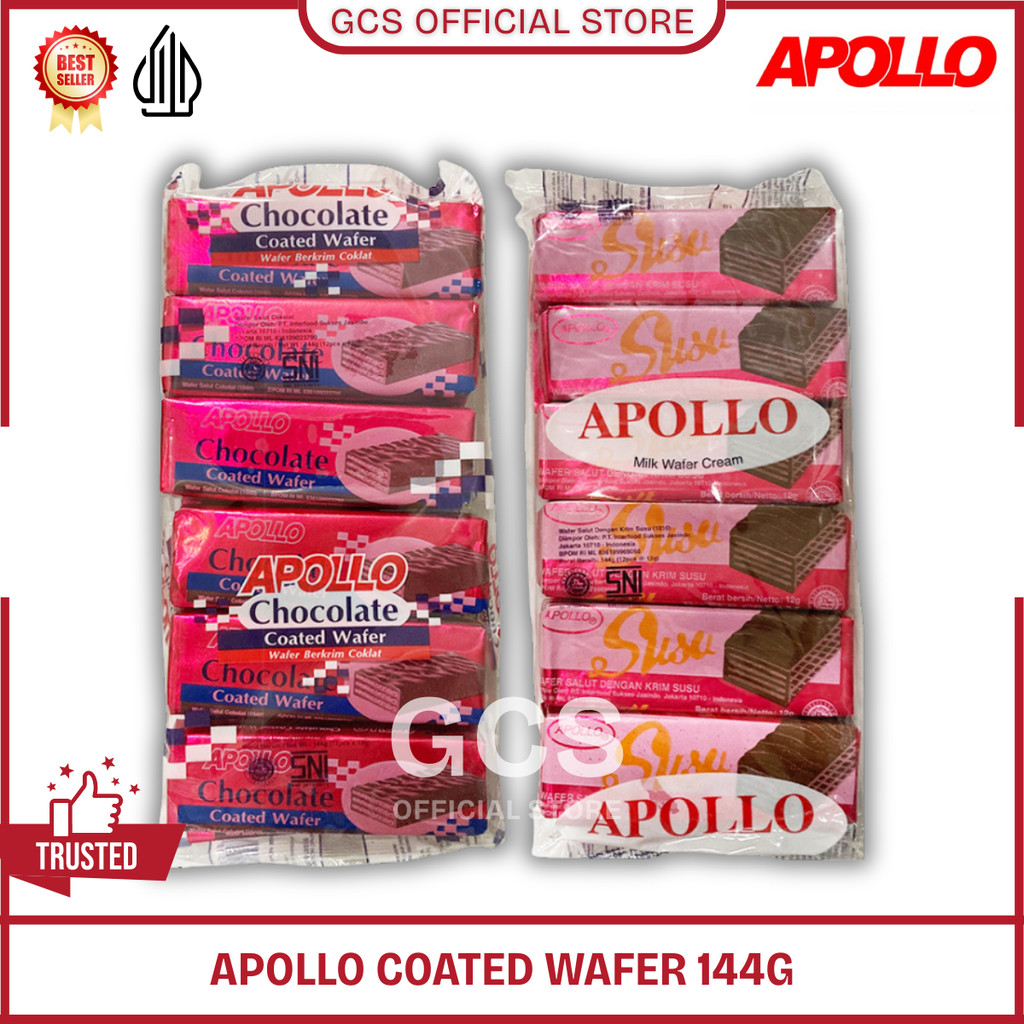 

Apollo Coated Wafer Chocolate Rasa Milk Chocolate HALAL 12 pcs x 12 gr