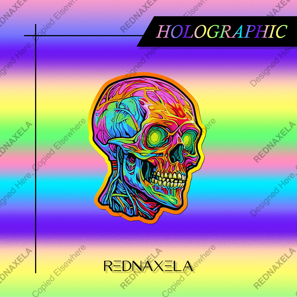 

Stiker Vinyl Hologram Skull 1 Horror Holographic Decorative Stickers