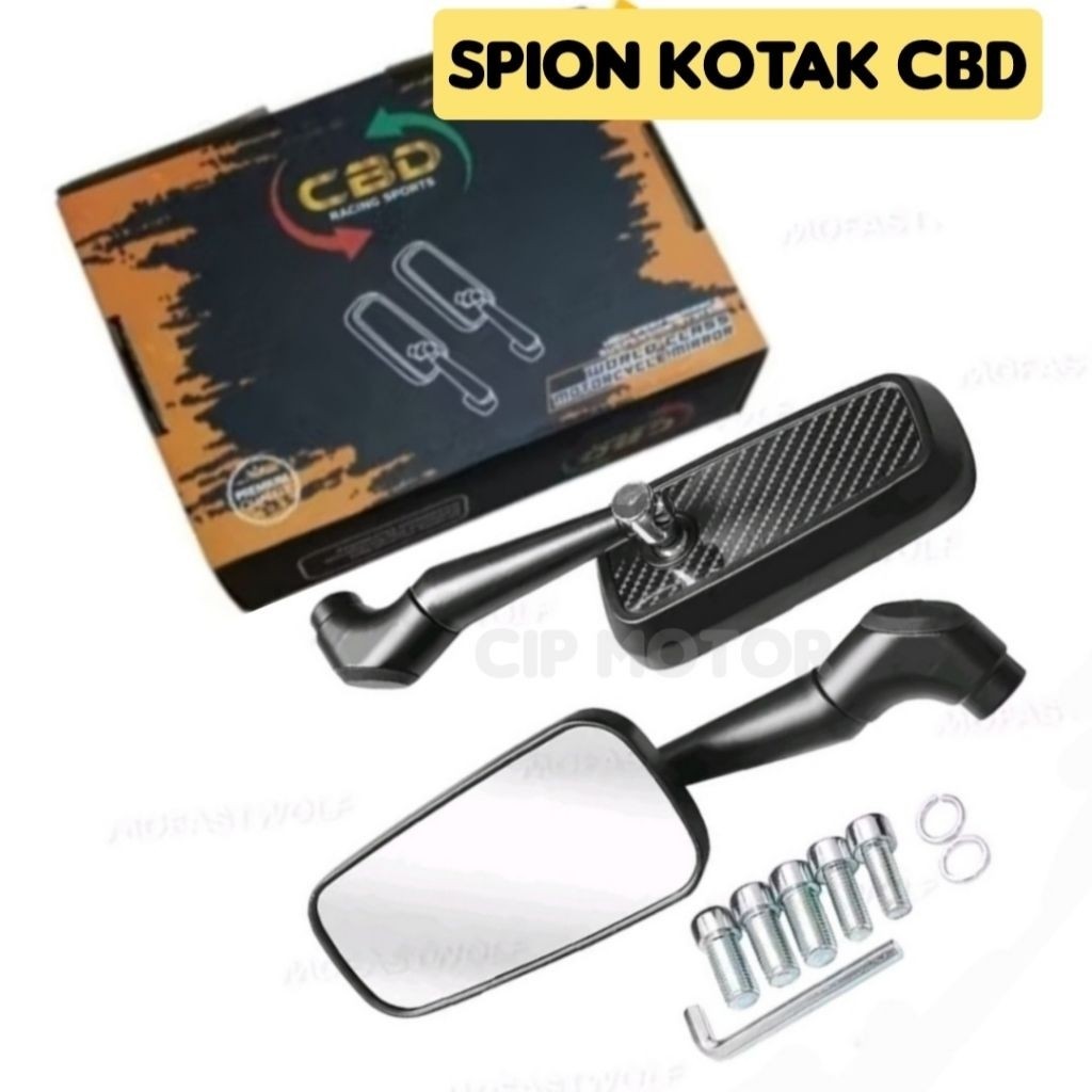 Spion Kotak CBD model H2C Hitam karbon Universal Honda PCX ADV Vario Scoopy Stylo Beat CB150R CBX