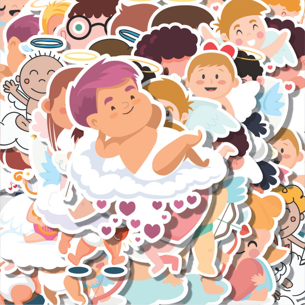 

100PCS Lucu Stiker Cupid [Dewa Asmara] Stiker Aesthetic Stiker Anti Air Stikers Berperekat Waterproof sticker decal buat Motor Helm Buku Journal Koper Casing HP Laptop Botol Minum Hadiah anak