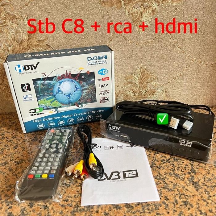 Set Top Box TV Digital DVBT2 STB Antena Penerima Siaran Super HD - STB C8 + HDMI