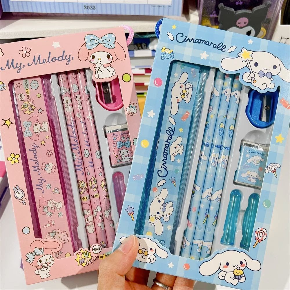 

Sanrio Stationery Set Pencil Eraser Ruler Creative Cartoon Stationery Learning Gift