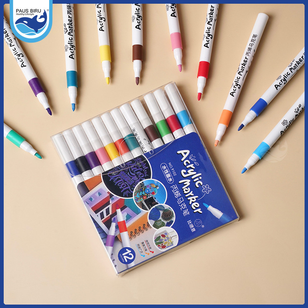 

PROMO!Paus Biru - Spidol Acrylic Marker Spidol Warna Warni 1 Set DIY Painting Akrilik Marker 48/60/80 WarnaREADY