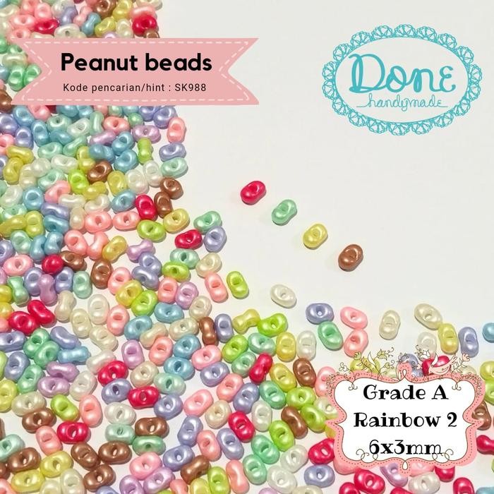 

Done handymade manik kacang peanut bean beads grade A diy meronce straphone sk988 peanut beads - rainbow 1