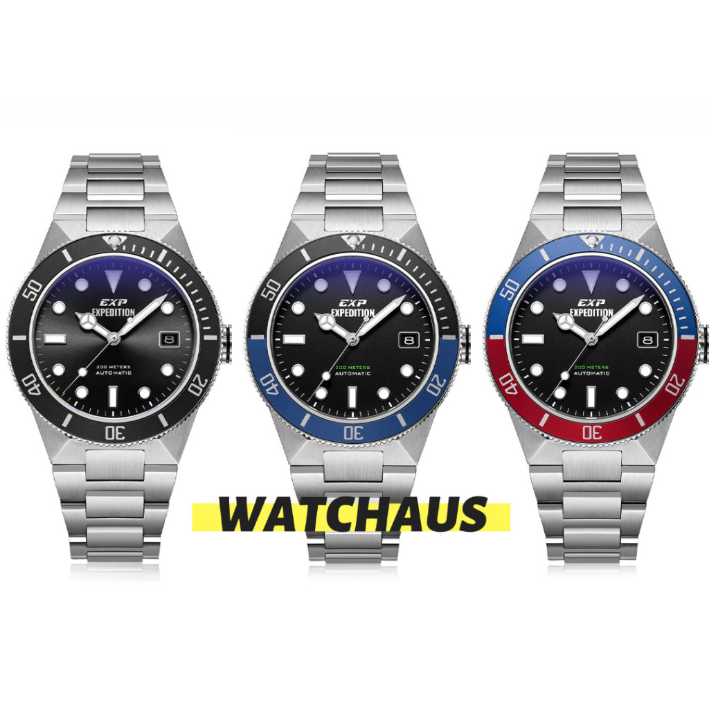 JAM TANGAN PRIA EXPEDITION E6851 E 6851 MAB ANALOG AUTOMATIC STAINLESS STRAP