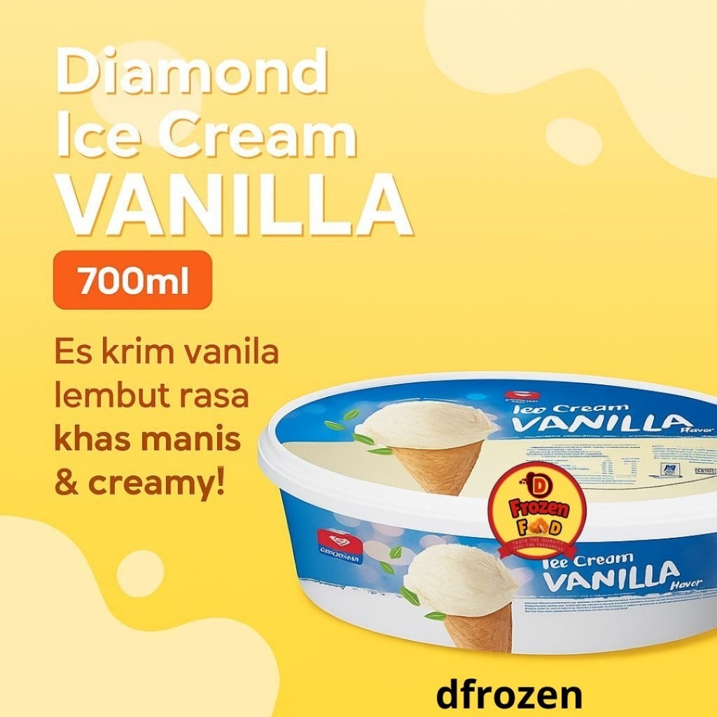 Es Krim Diamond Vanilla 700ml es cream box kotak ice cream lembut creamy rasa dan wangi vanilla