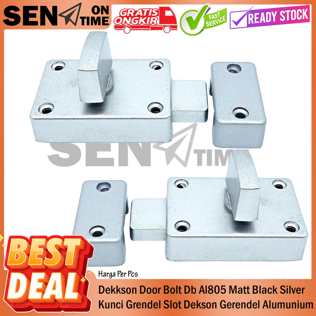 Dekkson Dekson Door Bolt Gerendel Alumunium Db Al805 Matt Black Silver Grendel Slot Aluminium Selot 
