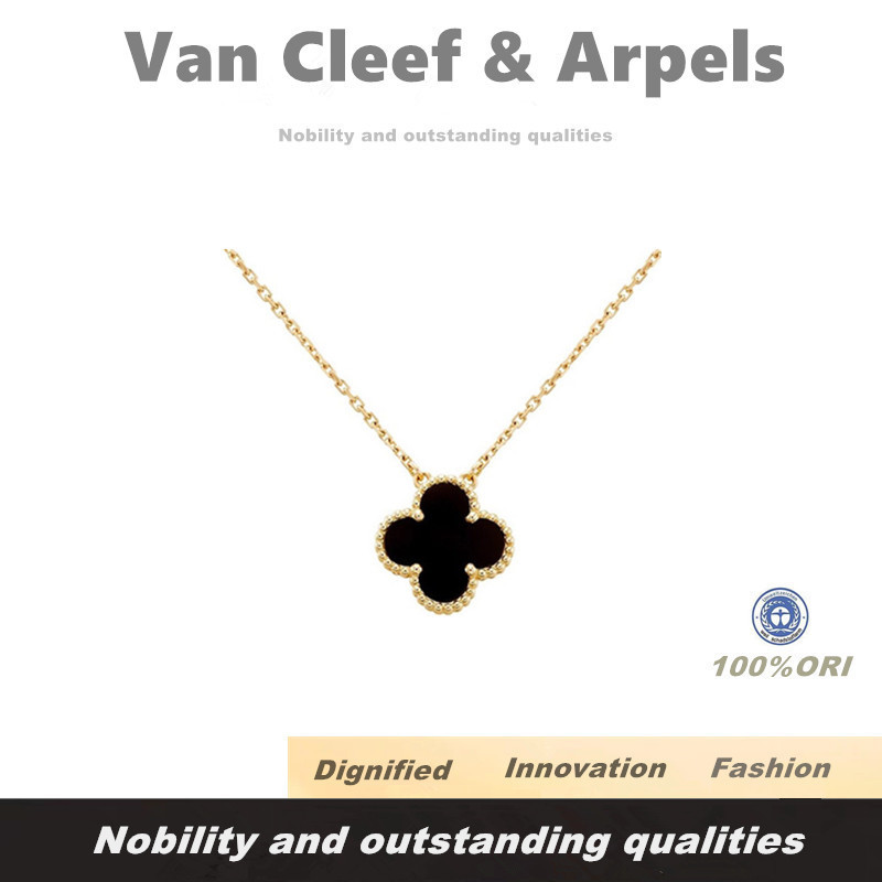 [100% Original]perhiasan "Kalung Emas Bermutiara Van Cleef & Arpels Alhambra - Daun Empat Elegan"