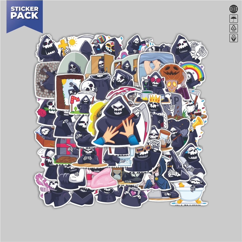 

[100PCS]Stiker Pack Stiker Vk Grim Reaper Aesthetic Vinyl Anti Air Dekorasi Sticker Laptop Buku Journal Koper Helm Casing HP Gitar Helm Skateboard