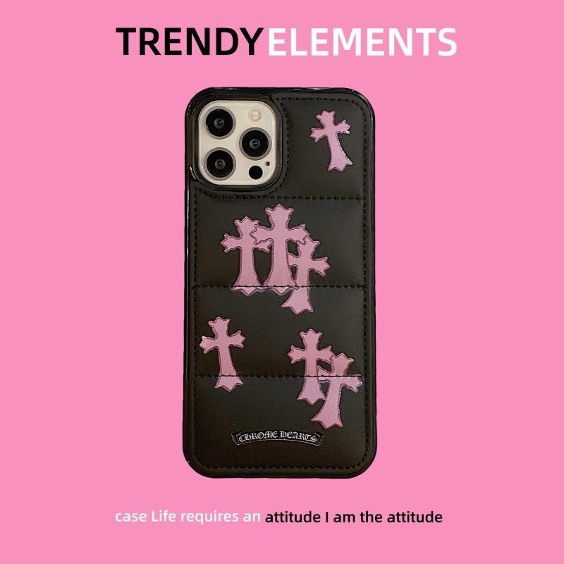 Korea Fashion Chrome Hearts Pink Cross IPhone Case Compatible for IPhone 17 17pro 17promax 17air 16 