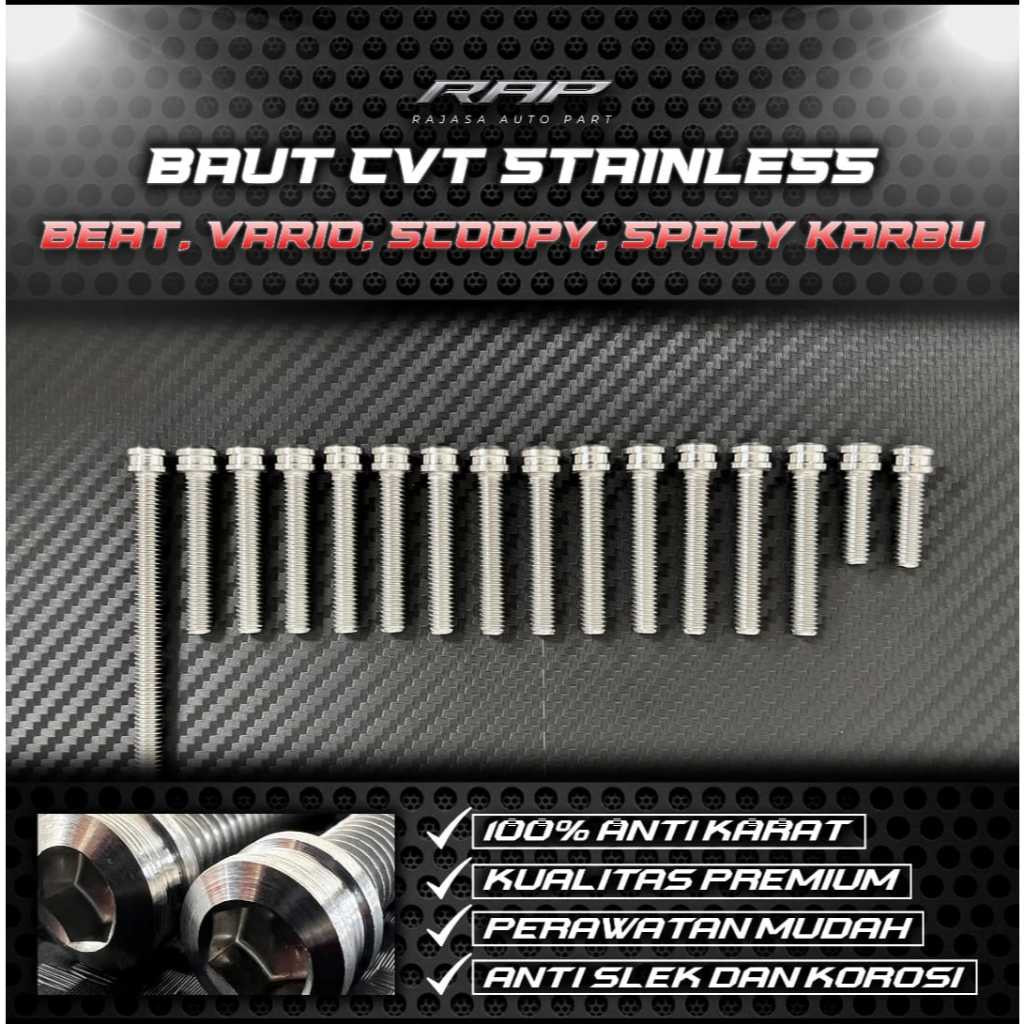 BAUT CVT BEAT KARBU STENLES BAHAN STAINLES ANTI KARAT MODEL TITANIUM COSTUME
