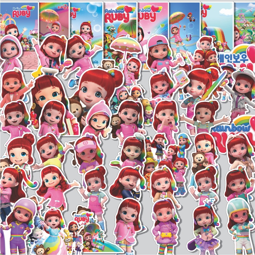 Stiker Cutting Pack Stiker Rainbow Ruby Cartoon Isi 100Pcs Series Aesthetic Lucu Keren Untuk Koper B