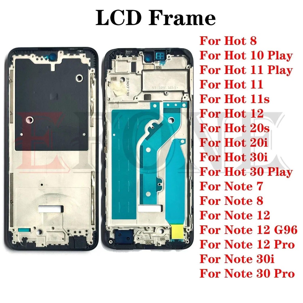 For Infinix Hot 8 11 11s 12 20i 20s 30 30i 40i Note 7 8 11 12 30 Pro Play G96 Middle Frame Housing F