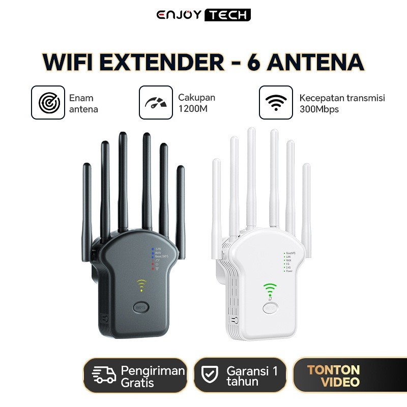 Wifi 6 Antena 1200Mbps Wifi Extender Tanpa kabel Wi fi Repeater Jarak Jauh 2.4G/5G Signal Booster Ra