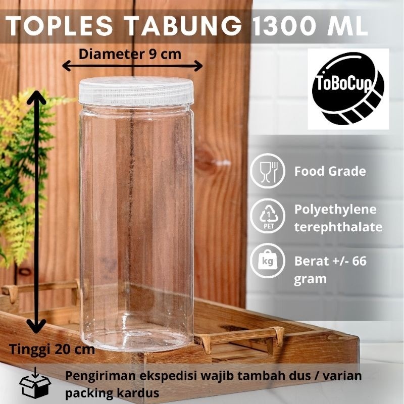 Toples Tabung 1300ml / Toples Kue Snack / Toples Tabung Silinder