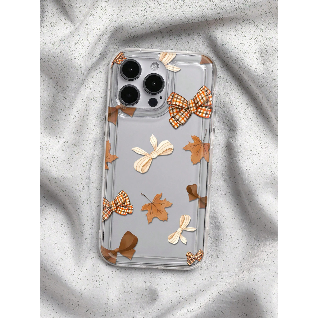 Soft clear case HP dengan Motif Pita dan Daun Maple untuk Redmi F4 F5 M3 M4 X3 10 12 9 Note 10 Pro 1