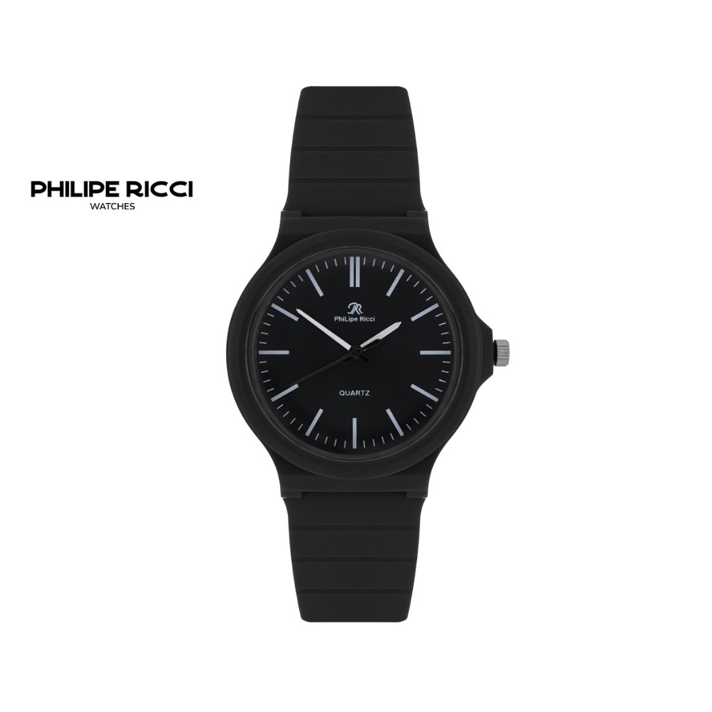 PhiLipe Ricci Jam Tangan Pria Karet Hitam Tipis Simple Keren Analog Ori 88A Men Watches Free Box