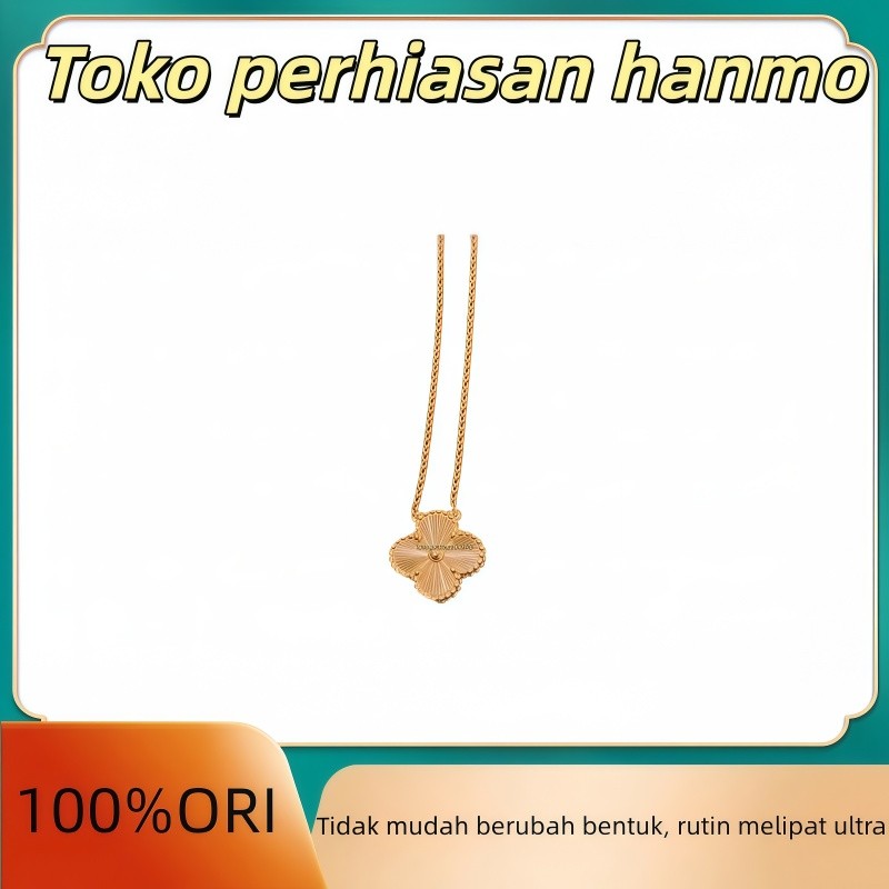 【18K Emas Asli/100%ORI】Van Cleef & Arpels Siya Lucky Alhambra Series Wanita Kalung