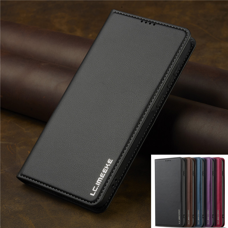 Luxury Casing for Redmi Note 13 12 11 Pro 11s Black Flip Stand Leather Wallet Case Cover