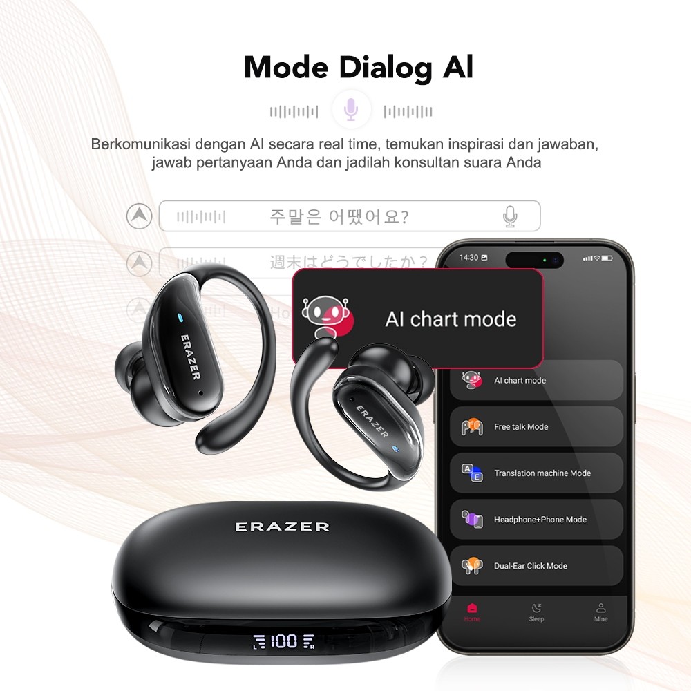 RUNSHOP_ Lenovo ERAZER XT80 PRO TWS AI Smart Translation Wireless Headset Bluetooth 5.4 Earphone Tru