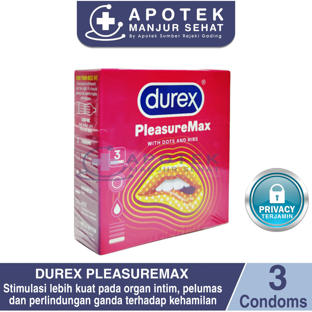 Durex Pleasuremax Kondom Gerigi Kondom Aman Pria 3s - Condom with Special Lubricant