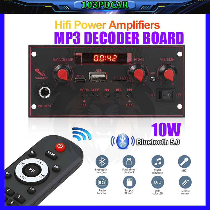 Bluetooth 5.0 MP3 Decoder Board 10W Amplifier Audio Player 5V DIY MP3 Player Car FM Radio Module TF 