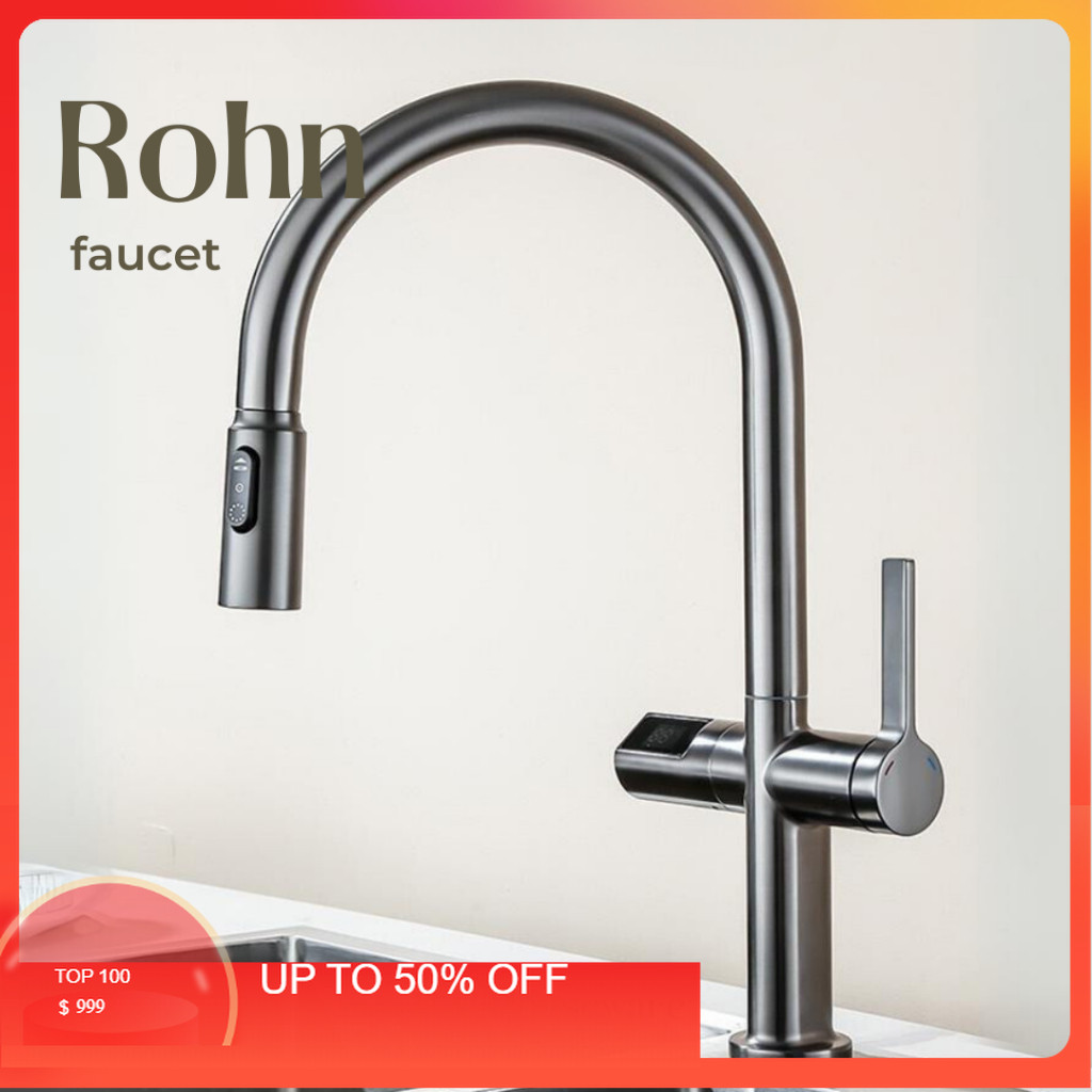 【TEC】ROHN Kitchen Faucet LED Keran Tarik Pull Down Two Function Sprayhead Keran Dapur Kitchen Sink F