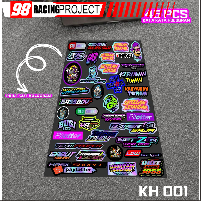 Stiker Racing Bengkel Pack Hologram Vinyl