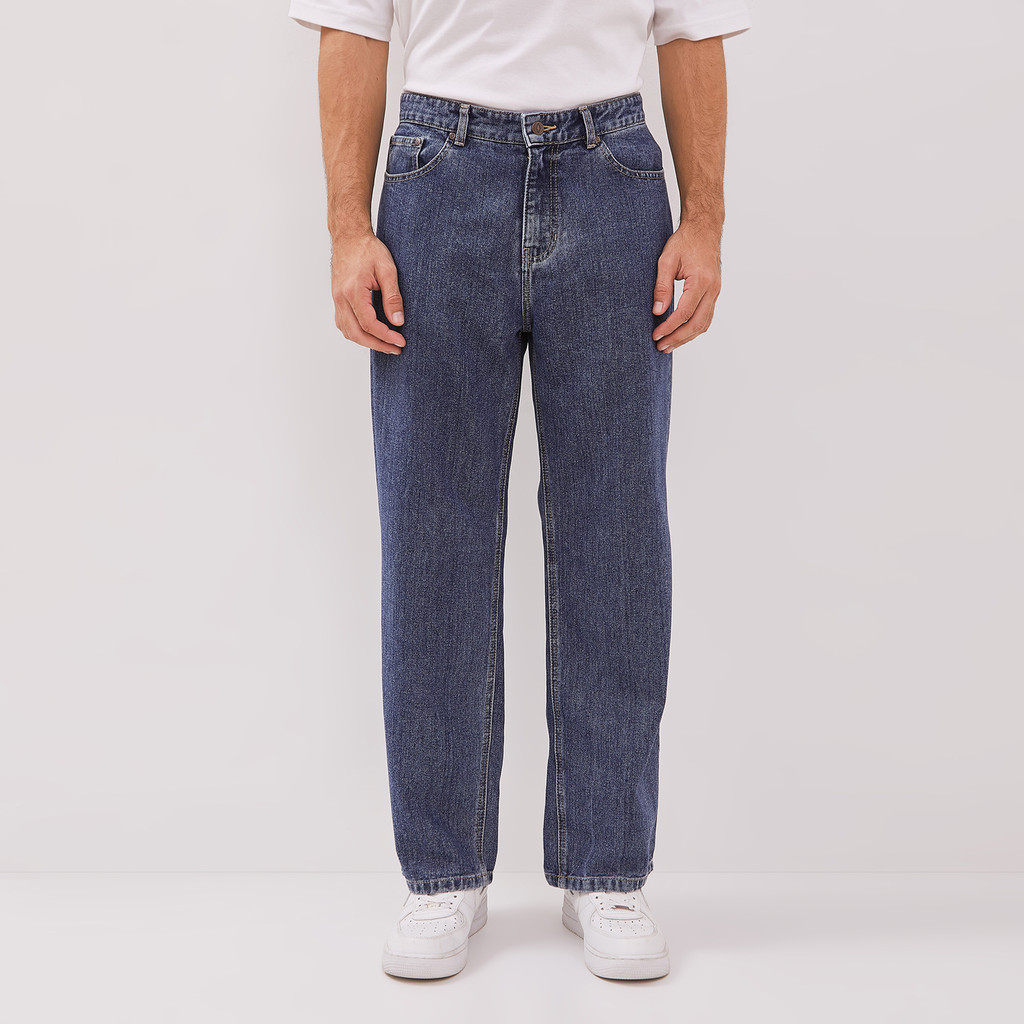 DUST Celana High Loose Jeans Ananta Medium Blue Comfease (DM.3903)
