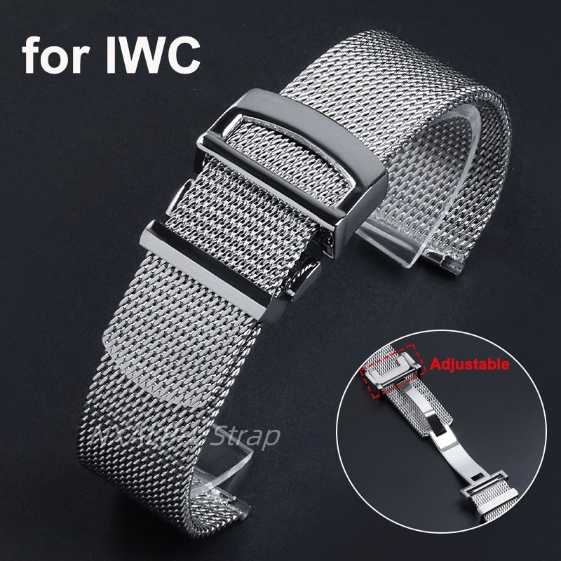 Stainless Steel Wat Strap For IWC Pilot's Portuguese PORTOFINO 20mm 22mm Mesh Milanese Wat Band Wris