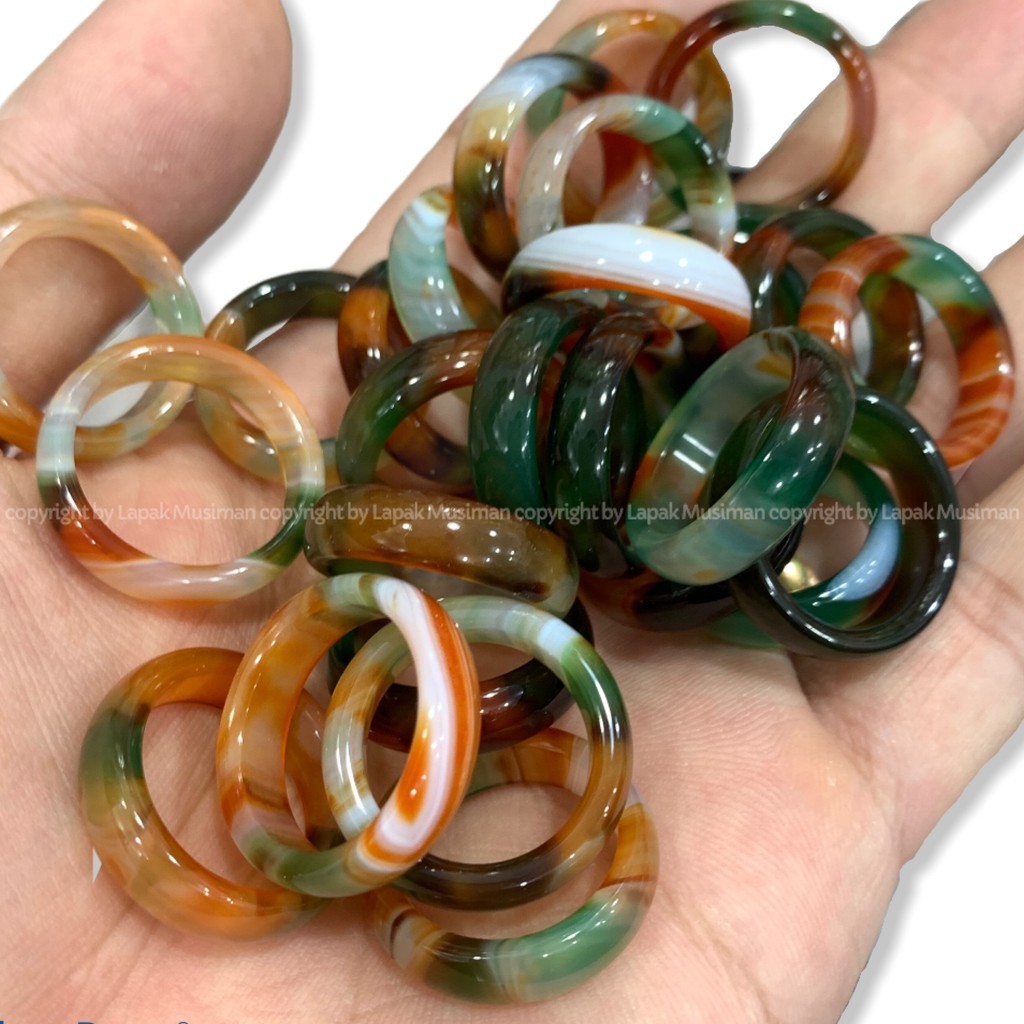 Cincin Pria Batu Pancawarna Asli Natural