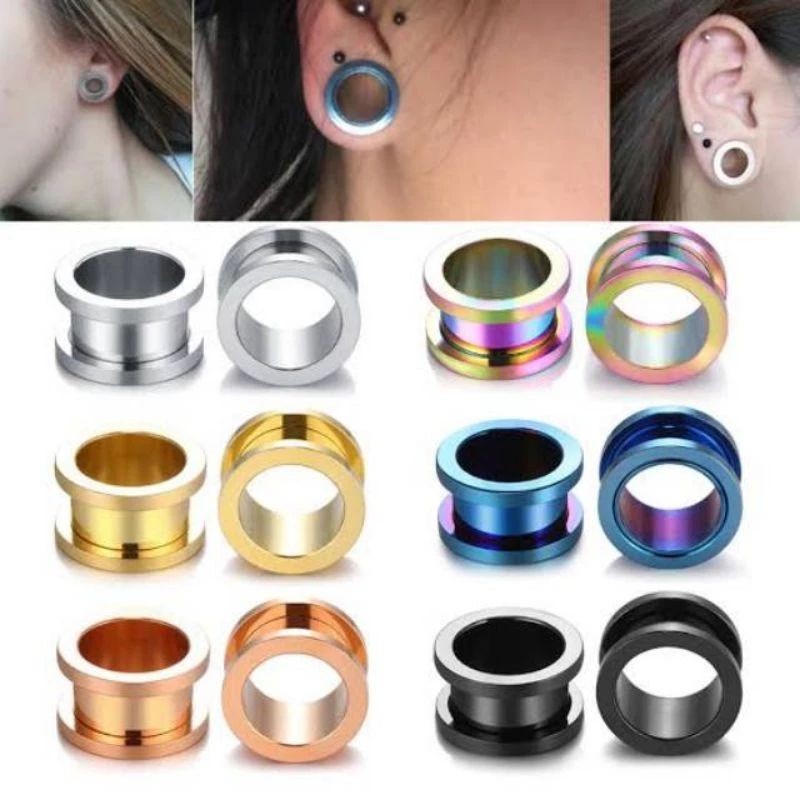 Anting Piercing Plug Telinga Stainless Steel Terowongan