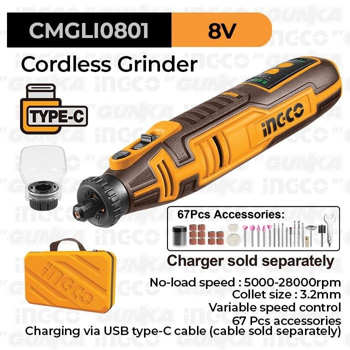 P20S Cordless Grinder (8V, 5000-28000rpm) CMGLI0801 Tuner Bor Gerinda Ukir Kayu Potong Pvc Pipa Pole