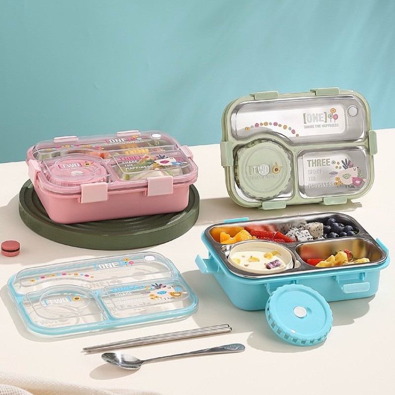 Lunch Box Stainless Steel Sekat | Kotak Makan Anak Sekolah | Kotak Makan Catering Kerja