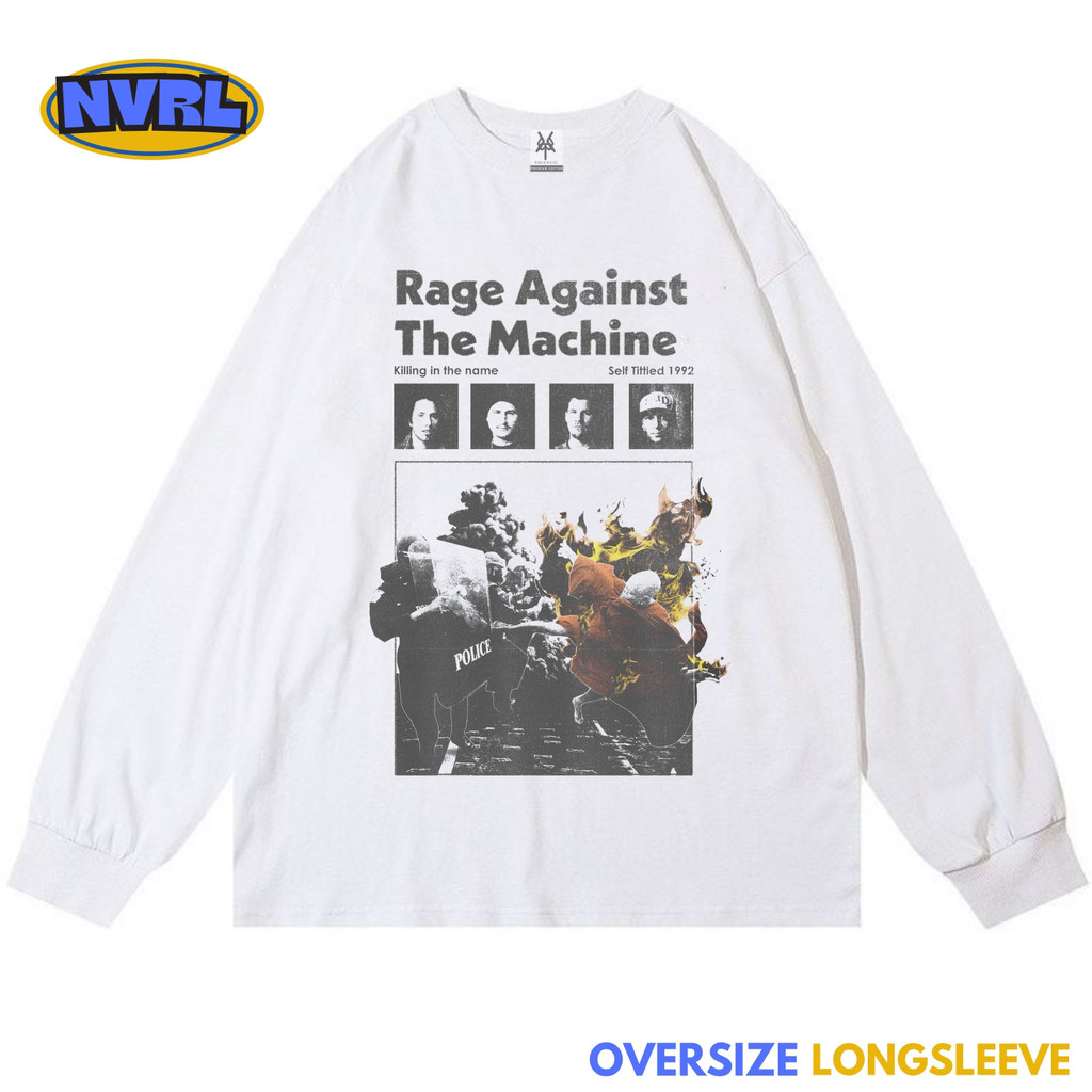 NVRL MERCH Kaos oversize longsleeve rage against the machine vintage tee
