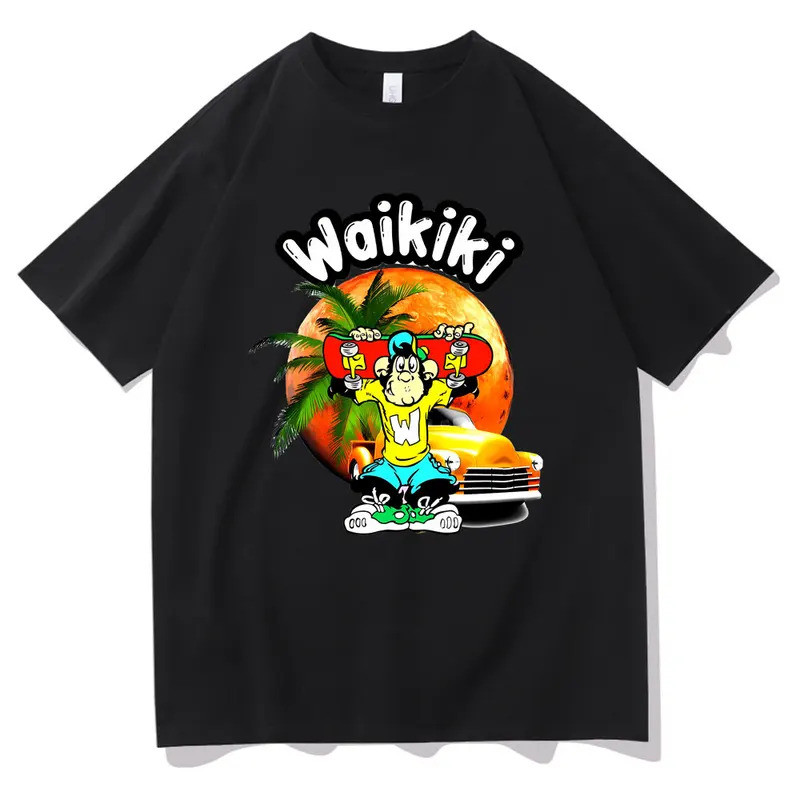 kasual Kaos Grafis Cetak Monyet Lc Waikiki untuk Pria Musim Panas Kaos Longgar Pria Wanita Santai Ka