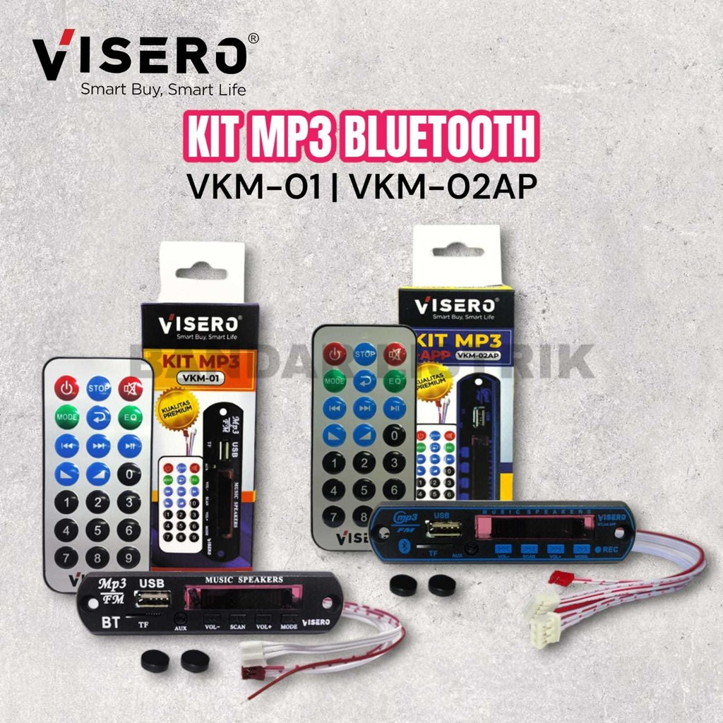 VISERO Kit Modul MP3 Player VKM-01 / VKM-02AP App USB Bluetooth Kualitas Premium