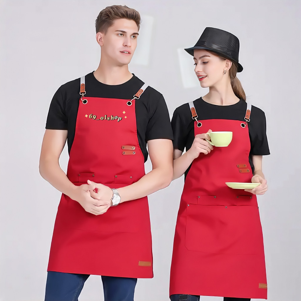 Apron Masak Waterproof Apron Barista Korean Style Pria Wanita Apron Barbershop