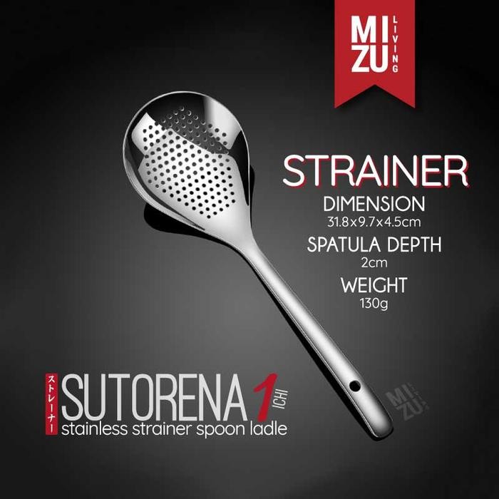 MIZU SUTORENA-ICHI 304 Stainless Strainer Spoon Ladle Centong Sup Sendok Saringan Mie Jumbo Tirisan 