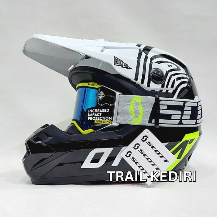 Helm RSV Orca Black Glossy RSV White Helm Trail Google - Helm Saja, M